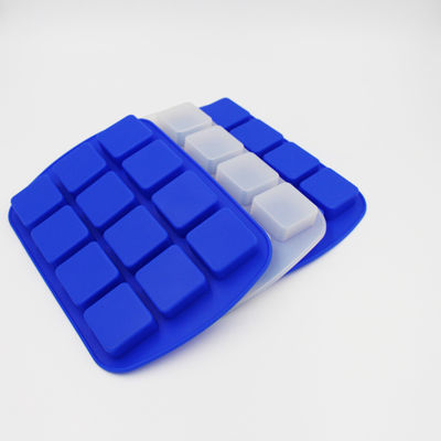 Bandejas flexibles azules durables del cubo de hielo, molde personalizado insípido del cubo de hielo del silicón