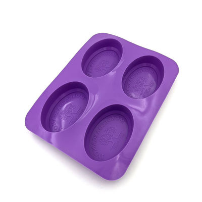 Color púrpura del silicón de 4 cavidades del jabón de la forma oval durable reutilizable del molde