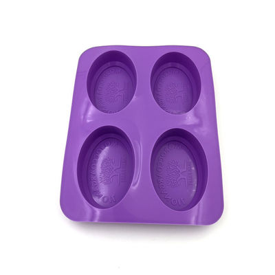 Color púrpura del silicón de 4 cavidades del jabón de la forma oval durable reutilizable del molde