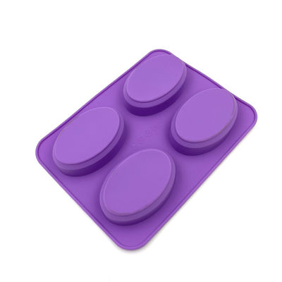 Color púrpura del silicón de 4 cavidades del jabón de la forma oval durable reutilizable del molde