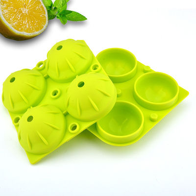 Cavidad esférica Grey Green Color de la bandeja 4 del cubo de hielo de la bola durable de los cócteles