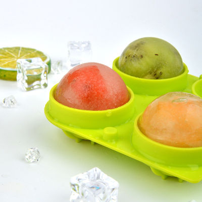Cavidad esférica Grey Green Color de la bandeja 4 del cubo de hielo de la bola durable de los cócteles