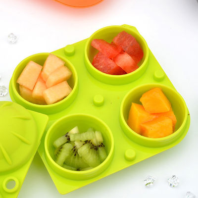 Cavidad esférica Grey Green Color de la bandeja 4 del cubo de hielo de la bola durable de los cócteles