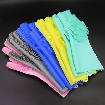 guantes multicolores del lavado del plato del silicón de la cocina, guantes amistosos de la mano del silicón de Eco